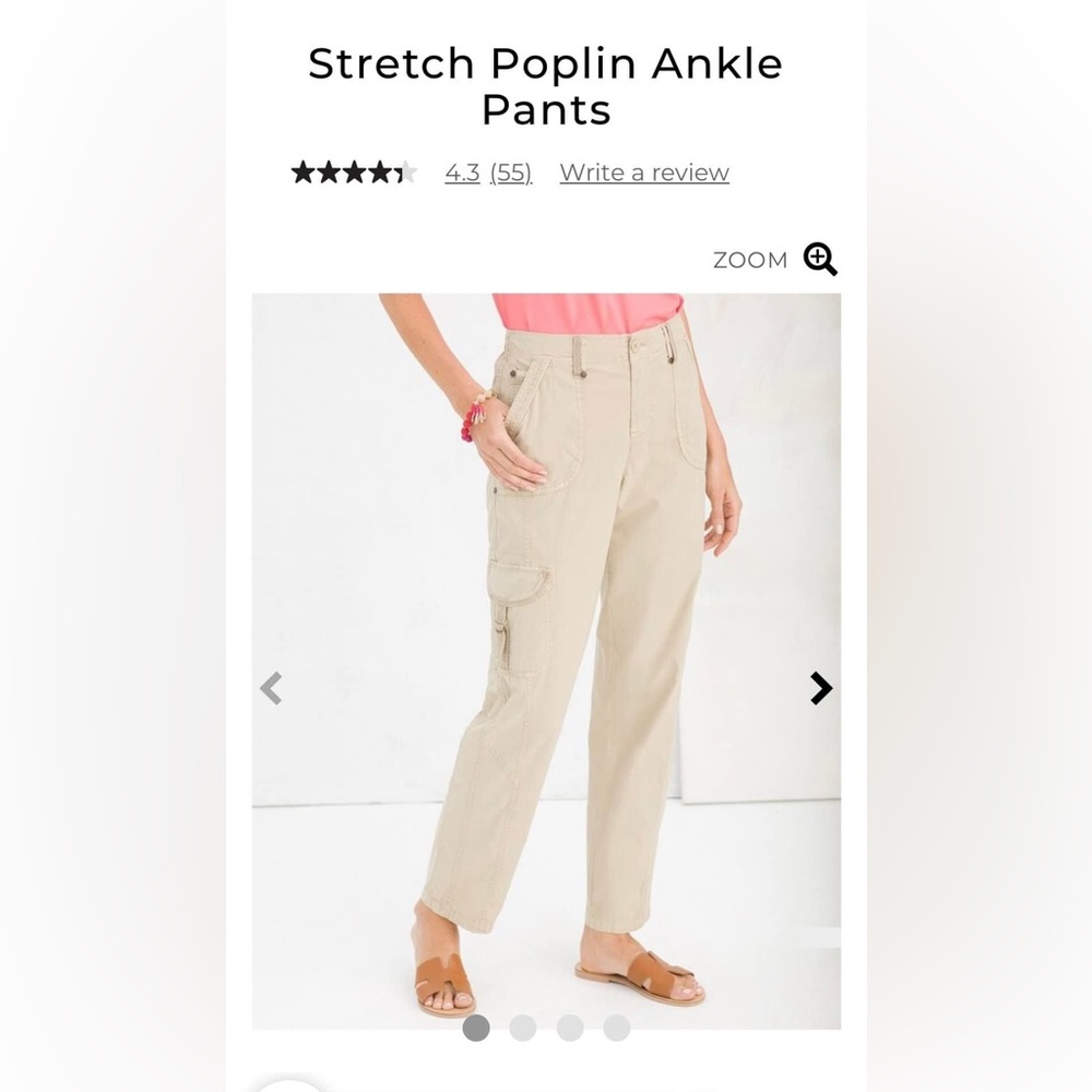 Chico’s Stretch Poplin Ankle
Pants
Size 2.5
In tan from smoke free home.
